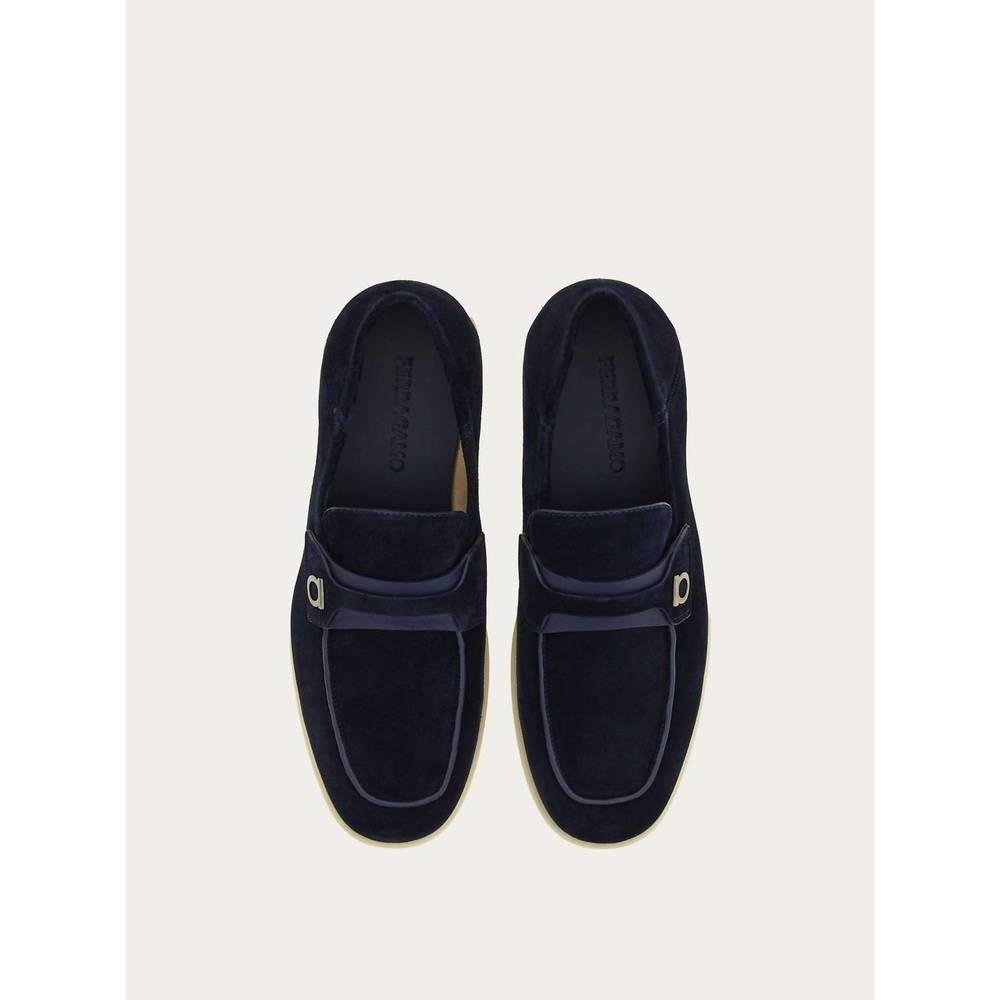 NEW SALVATORE FERRAGAMO men's deconstructed loafer with gancini ornament in midn - Picture 3 of 6